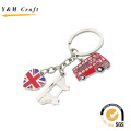 Survenir Gift Customized English Bus Metal Oil Color Key Chain Holder